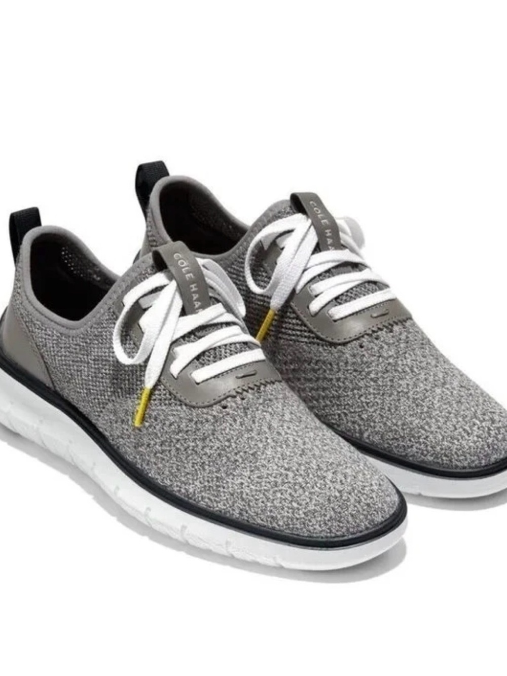 Cole Haan Gray Knit Lace-Up Sneakers with White Soles